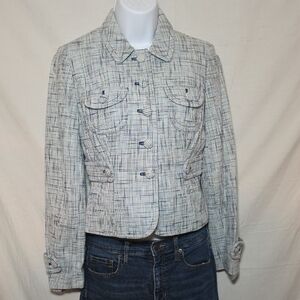 LOFT Blue and White Tweed Blazer